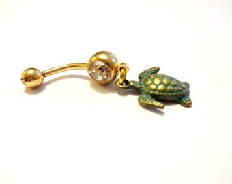 Turquoise Sea Turtle Belly Ring Turtle Tortoise Ocean Naval