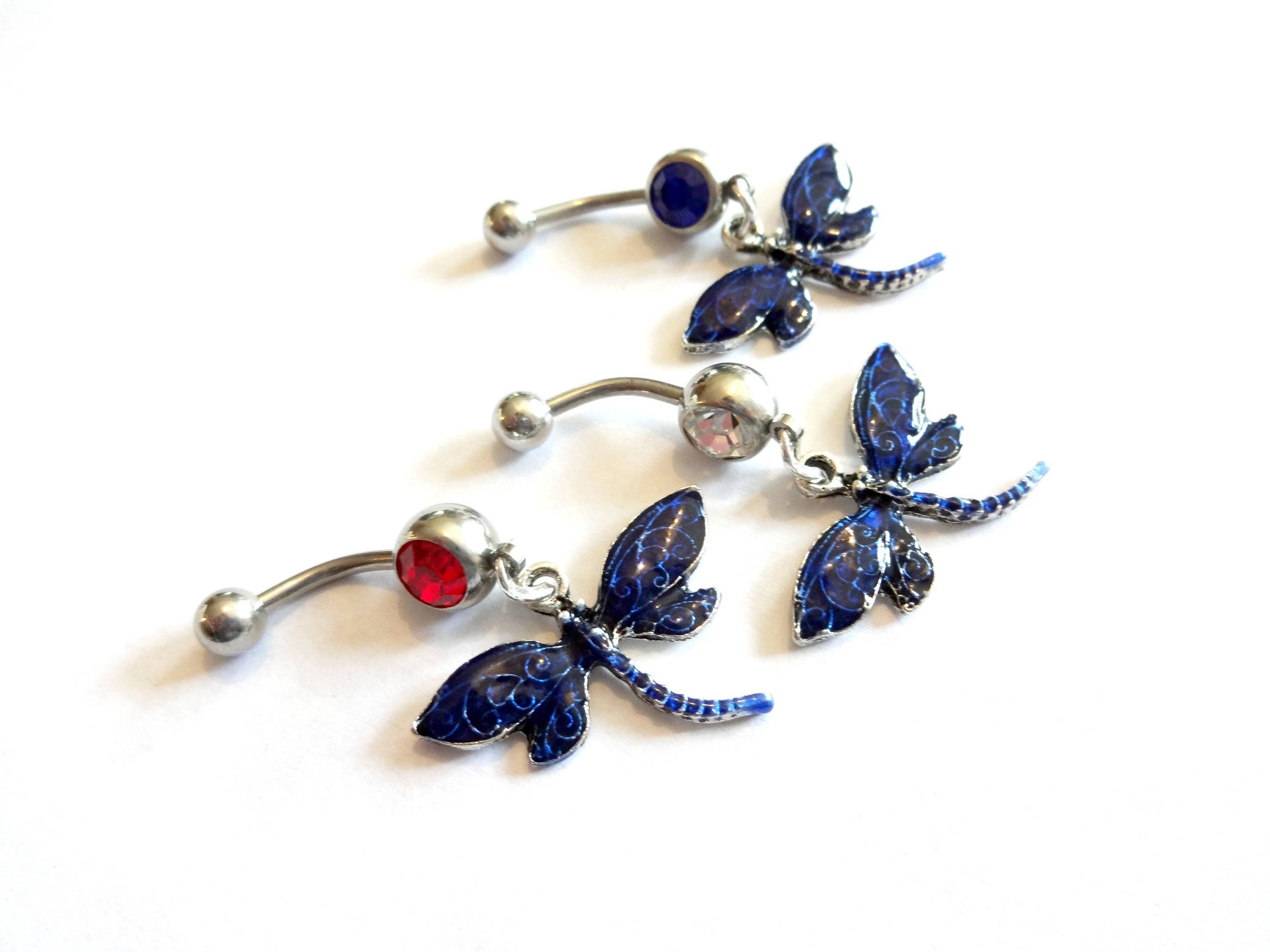 Dragonfly Belly Button Ring Dragonfly Body Jewelry Denim