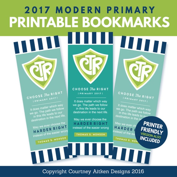 2017 LDS Primary Bookmark Choose the Right