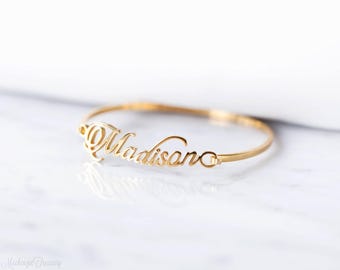 20% OFF* Custom Name Bangle - Personalized Bracelet - Personalized Bangle - Bridesmaid Gift - Wedding Gift