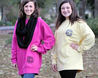 HIP Monogrammed Comfort Colors Sweatshirt Unisex Sizes Personalize with your Initials, Monogram or State Embroidery