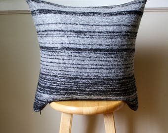 Black and White Striped Pendleton Wool Pillow Cover - 20x20