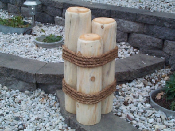 Wood Piling Pier Lawn or Dock Ornament Wooden Garden Decor