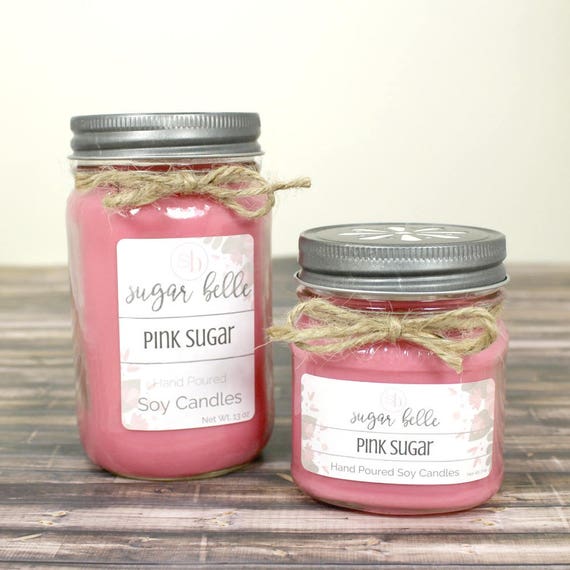 Soy Candles Handmade Pink Sugar Gifts for Her Girly