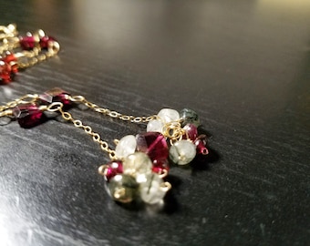 New! GARNET DIAMONDS-Gold Filled, Garnet, Rutilated Quartz