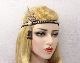 Great Gatsby Headband - Flapper Headband - Great Gatsby Headpiece - Bridal Headband - Wedding Headpiece - Silver Rose Gold Gatsby Jewelry