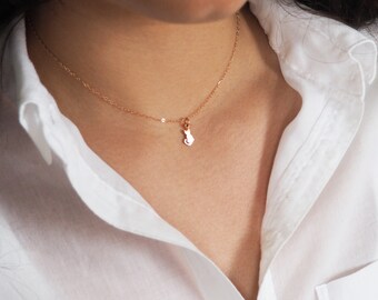 Rose Gold Cat Necklace, Tiny Cat Necklace