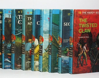 Hardy Boys Books, Vintage Childrens Books, Set of 9 Hardcover Books, 1960s Assorted Volumes, Shabby Decor, Collectible Mystery Stories