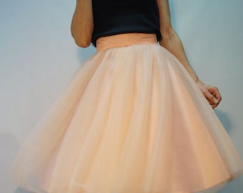 Women Tulle Skirt/ Tutu Skirt/ Princess Skirt/ Skirt/ short Skirt/Peach Color Skirt/ Ballet Skirt/Bridesmaid skirt/F1221
