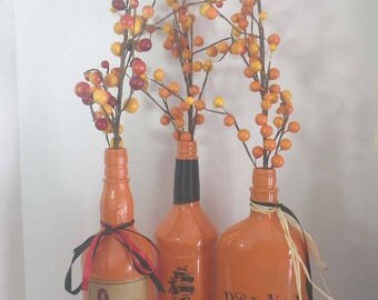 Halloween Captain & His Drunkin Crew Bottles ~ Halloween Decor ~ Upcycled Bottles