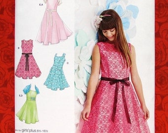 Simplicity Sewing Pattern 1213, Special Occasion Dress, Knit Shrug Wrap, Sizes 8 10 12 14 16, Wedding Flower Girl, Holiday Party Gown, UNCUT