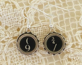 Book jewelry, Harry Potter earrings, antique typewriter, typewriter jewelry, Platform 9 3/4, nine and three-quarters, King's Crossing train