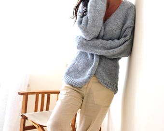 Ready to go!, Slouch Cardigan, Oversized Cardigan, Chunky Knit Cardigan, Grey Cardigan, Oversized Sweater, Cozy Sweater, Fluffy Cardigan,