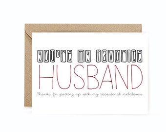 Anniversary Card - You're My Favorite Husband Card - Cute Anniversary Card for Husband - Funny Card for Husband - Funny Witty Cards