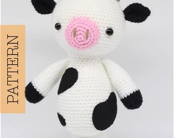 Crochet Amigurumi Cow PATTERN ONLY, Lily The Cow, pdf Stuffed Animal Toy Pattern, English Only
