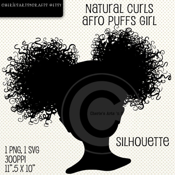 Natural Curls Afro Puffs Girl Silhouette Silhouettes Clip