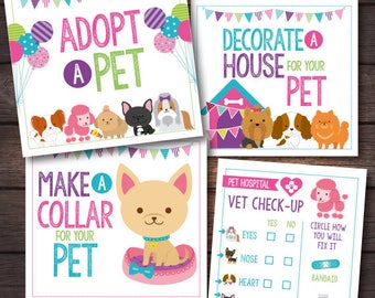 Pet Adoption Party, Puppy adoption party, Puppy birthday, Digital files, 4 prints, Instant download