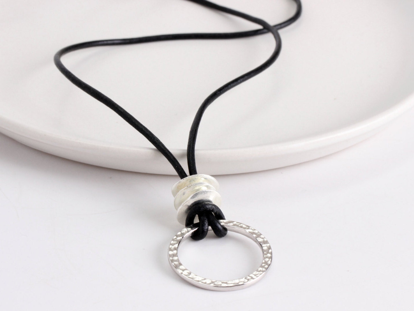 Leather Eyeglass Lanyard Silver Eyeglass Necklace Simple