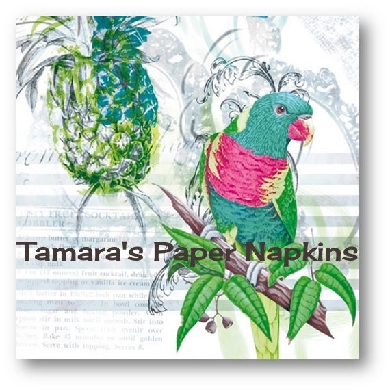 decoupage napkins on paper canvas MANAUS Napkins, PARROT Napkins, 4 Decoupage Paper