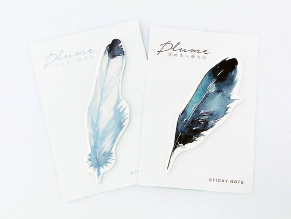 Feather Sticky Notes // Watercolour Feather • Post It Notes • Stationery • Bookmark • Page Markers • Bullet Journal • Journalling Decor