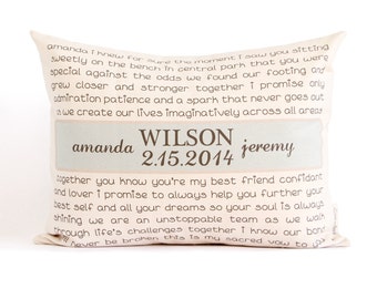 Wedding Vows or Song Pillow, Anniversary Gift, Two Year Anniversary, 2nd Anniversary, Gift for Her, Gift for Him, Wedding Gift