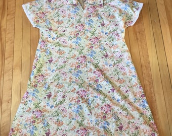 Vintage 1980s Women's Floral Summer Mori Dress! Size L-XL