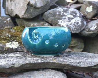Teal VERTIGO Yarn Bowl~Knitting Bowl~ Handmade in Studio ~ Ready to ship !!!