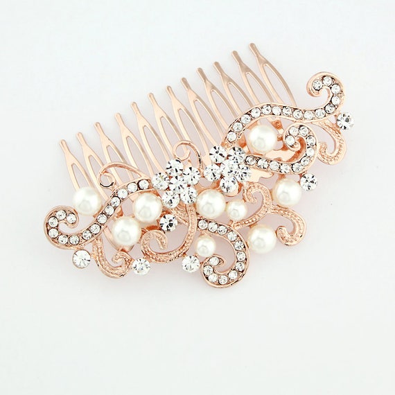 Rose Gold Bridal Hair Comb Rose Gold Hair Accessory Rose