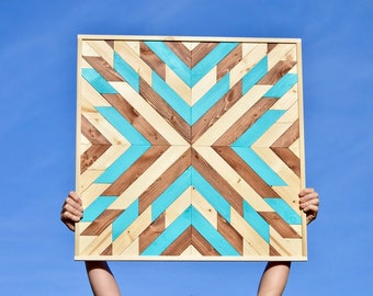 Blue Starburst Wooden Wall Hanging