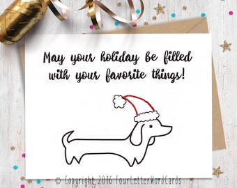 Funny Holiday Card, Funny Christmas Card, Dog Lover Gift, Wiener Dog Card, Holiday Cards, Christmas Cards, Funny Greeting Card, Happy Holida