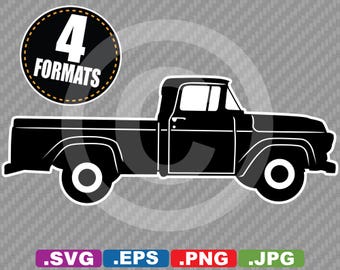 1957 Ford F100 Pickup Silhouette Clip Art Image - SVG cutting file Plus eps(vector), jpg, & png