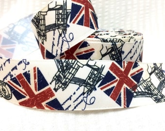 British Union Jack London themed Satin Ribbon