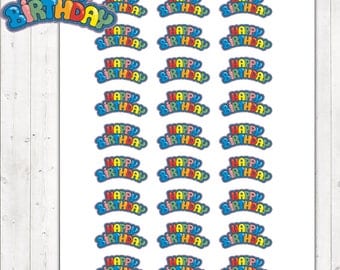 Happy Birthday Stickers, Happy Birthday Planner Stickers – Will fit any planner – 2032