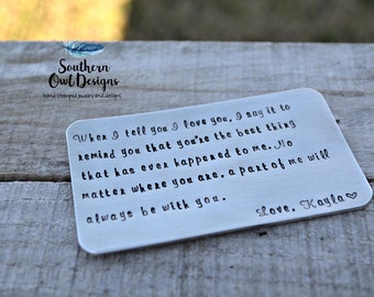 Personalized stamped wallet insert - hand stamped wallet insert, custom wallet insert, personalized wallet insert, custom wallet card