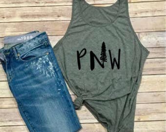 PNW Tank - Evergreen - Mountains - Unisex Clothing - Pacific Northwest - Women's Shirt - Men's Tank - Oregon - Washington State - Hiking