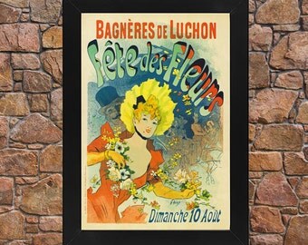 AP34 Framed Vintage 1890 Fete Des Fleurs Flower Festival Jules Cheret French Advertisement Poster Re-Print Wall Art Deco A3/A4