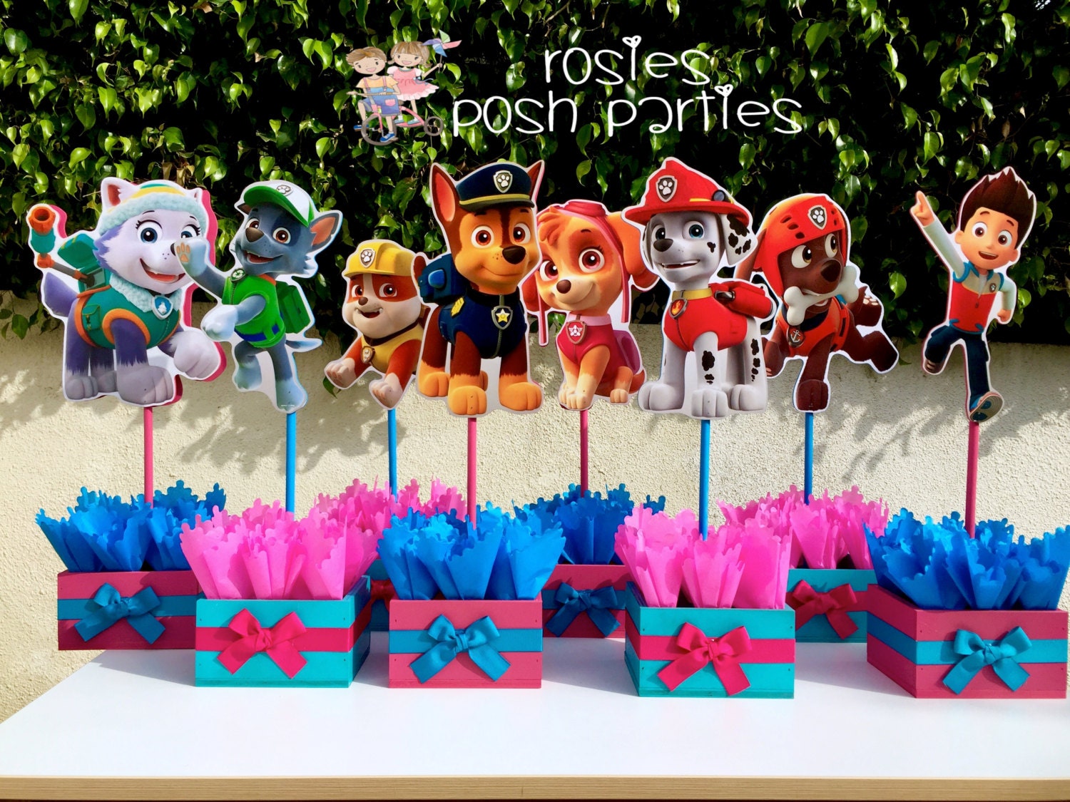 Paw Patrol Centerpieces Pink Paw Patrol centerpieces for