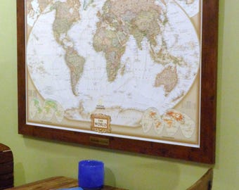 Framed Push Pin World Map
