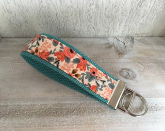 Rifle Paper Co. Coral Roses Key Fob, Wristlet Key Holder, Key Organizer, Keychain, Gift New Teen Driver, Teacher Gift