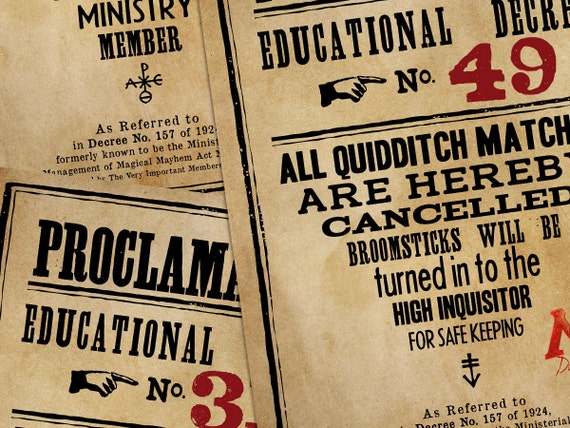 PRINTABLE Extended Umbridge Educational Decrees Pack Harry