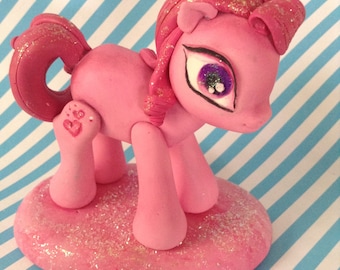 Pinkie pie my little pony cake topper-office decor-gift for girl-centerpiece-pinkie pie figurine-pony polymer clay-pink paperweights