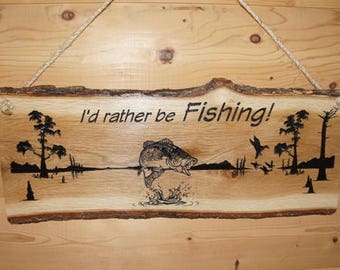 Fish Decor, Fishing Sign, Rustic Fishing Sign, Lake Sign, Lake Decor, Live Edge Sign, Bass Decor, Rustic Sign, Wall Decor
