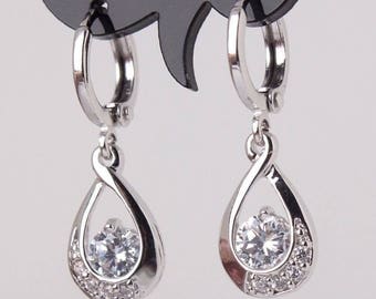 Fashion white topaz gemstone 925 sterling silver earrings