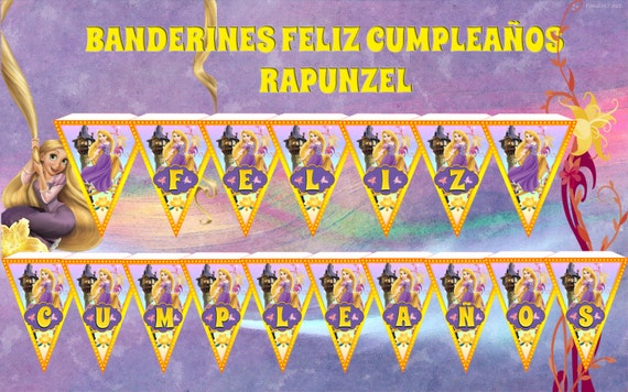 Banderines Imprimibles Feliz Cumpleaños Rapunzel Enredados