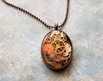 Steampunk resin gear pendant