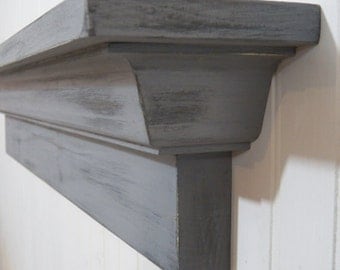 Distressed Shabby Wall Shelf, Distressed Mantle, Floating Wall Shelf, Fireplace Mantel, Floating Shelf, Fireplace Mantle, Housewarming gift