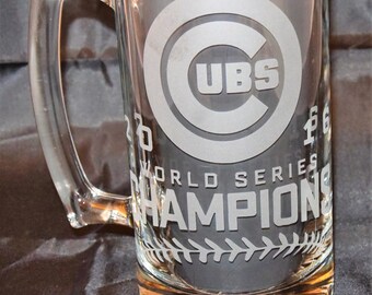 Chicago Cubs World Series Champions / Chicago Cubs / World Series 2016 - Etched Beer Mug