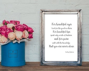 Audrey Hepburn Quote Typography A4 Print- new home gift - home decor- motivational quote print