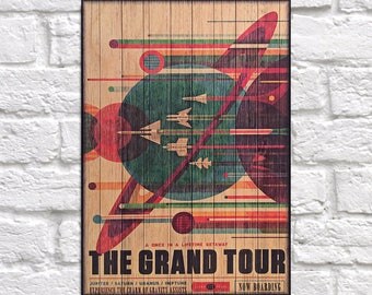 NASA space travel poster print Wood wall art gift for Boyfriend gift for Men gift for Husband gift for Kids gift for him Panel effect print
