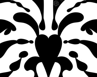 Inkblot Print, Abstract Art, Modern Printable, Geometrical Wall Art, Scandinavian Art, Splash Poster, Black & White, Symmetric Illustration